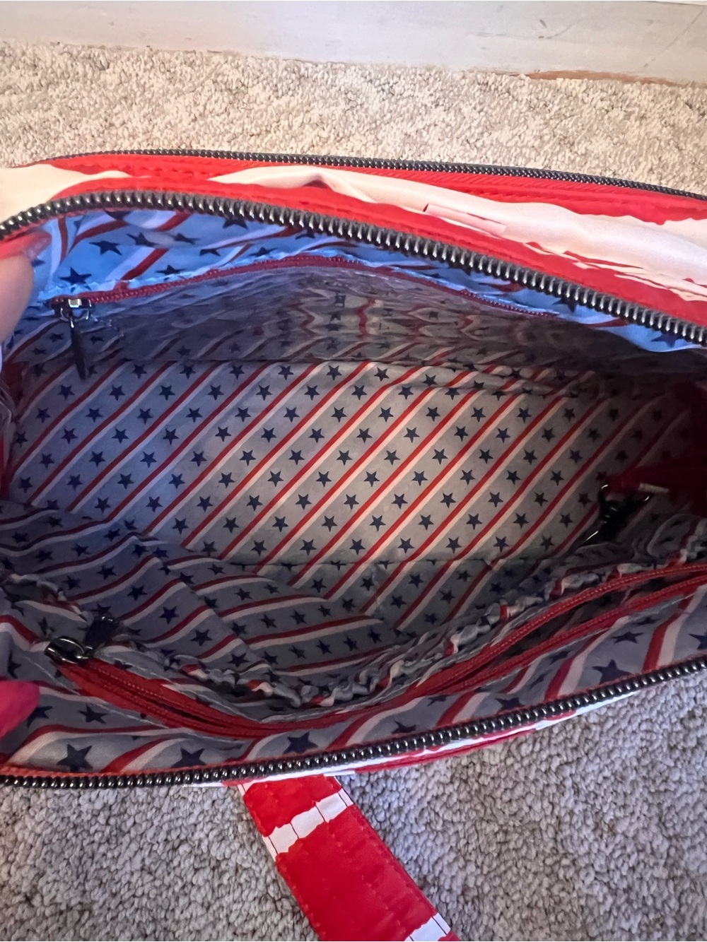 Lug Stretch LS Crossbody Bag Red White Stripe NWOT RFID Organizer Purse - Picture 8 of 16